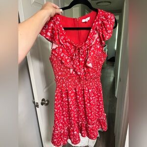 Parker Vibrant Red Floral Dress